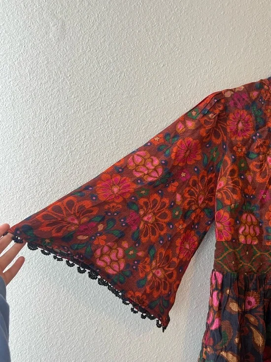 NWT FARM Rio x Anthropologie Mock Neck Abstract Floral Dress Small - Picture 4 of 12